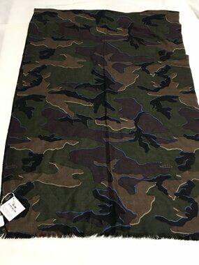 Coach Lightweight Camo Print Scarf F54190 Merino Wool Women Men Green NWT $128